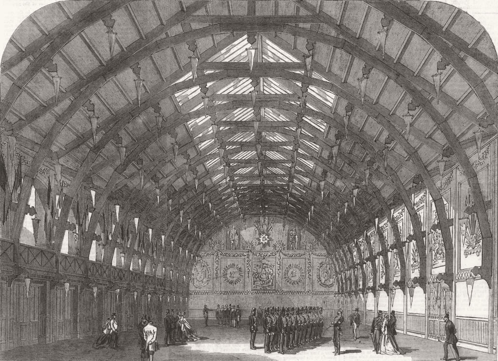 YORKS. Drillshed, West Riding Artillery, Heckmondwyke 1867 old antique print